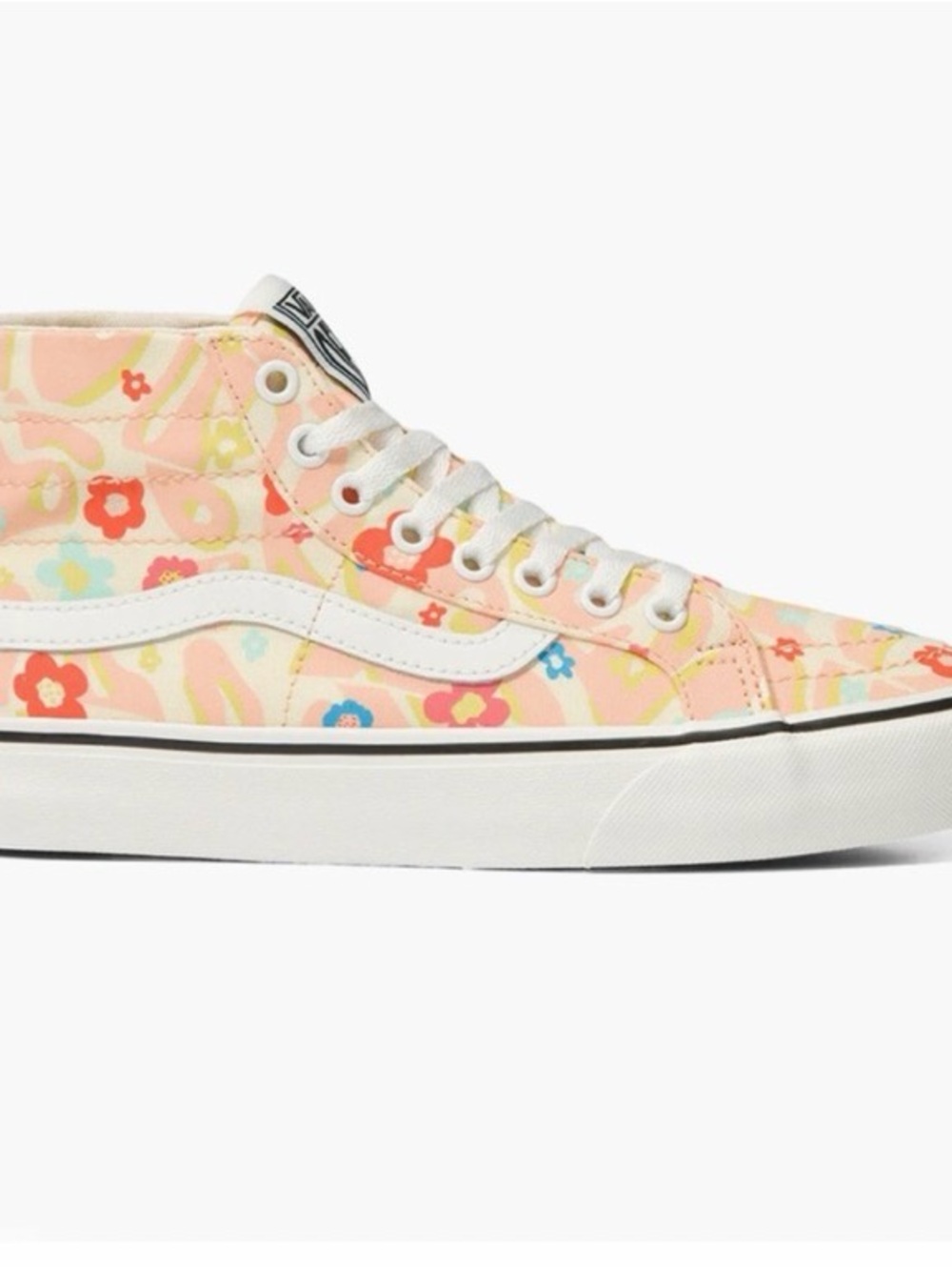 Vans High-Top groovy Floral Pastel Sneakers in Cream, Pink, Blue, Yellow